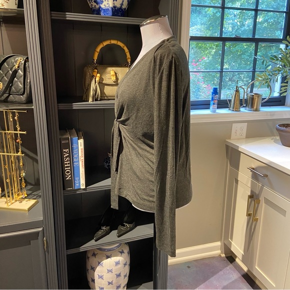 Lafayette 148 Heather Gray Knot Front Sweater – Size M - Picture 4 of 5